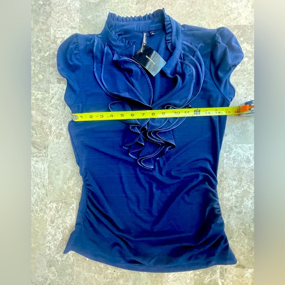 HeartSoul Navy Ruffled Women's Blouse New with tags size M - Picture 8 of 9